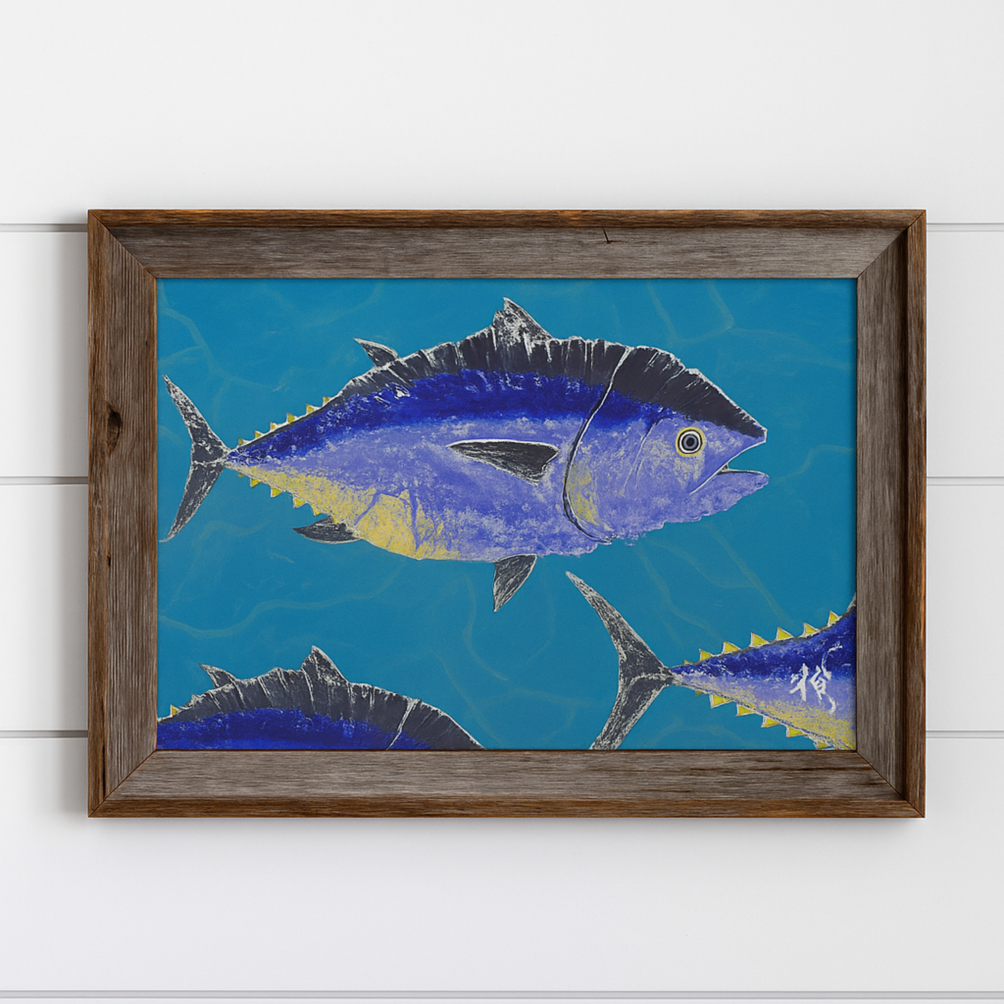 Coastal Art Bue Fin Tuna Metal Wrap Ocean Artist Inspired