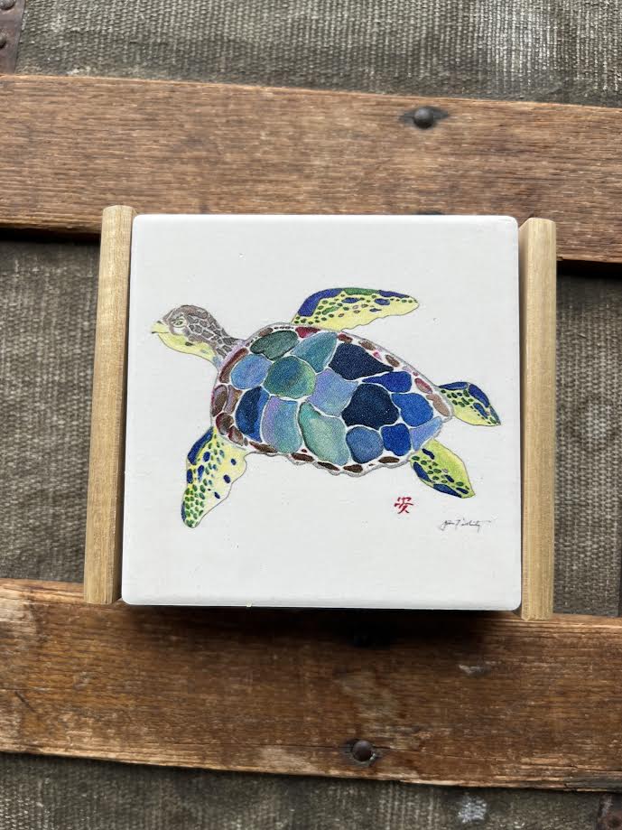 Sea Turtle Coaster (4x4) – Coastal & Table Accents