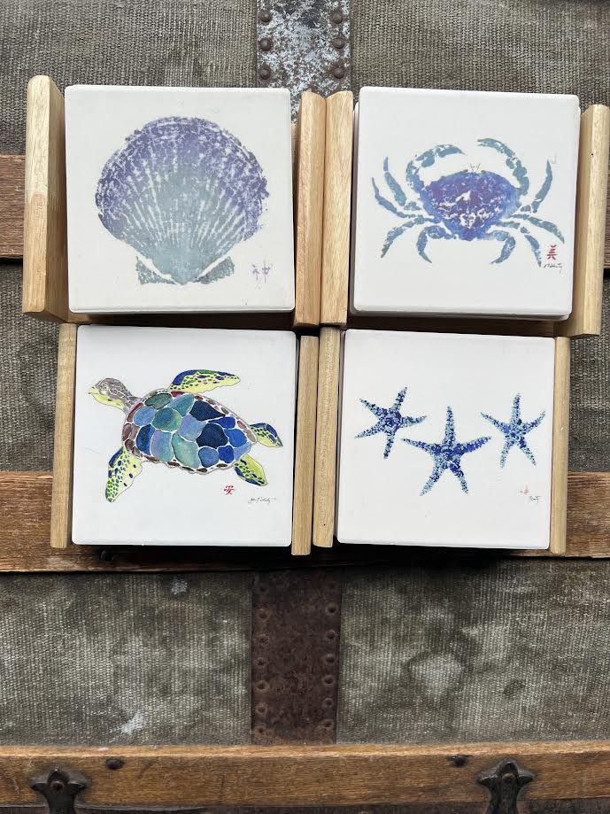 FishAye Variety Coaster Set 4x4 – Coastal Drinkware