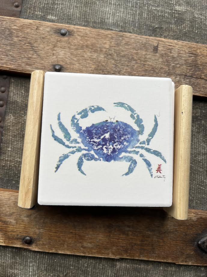 Crab Coaster Set (4x4) – Coastal Drinkware & Table Decor