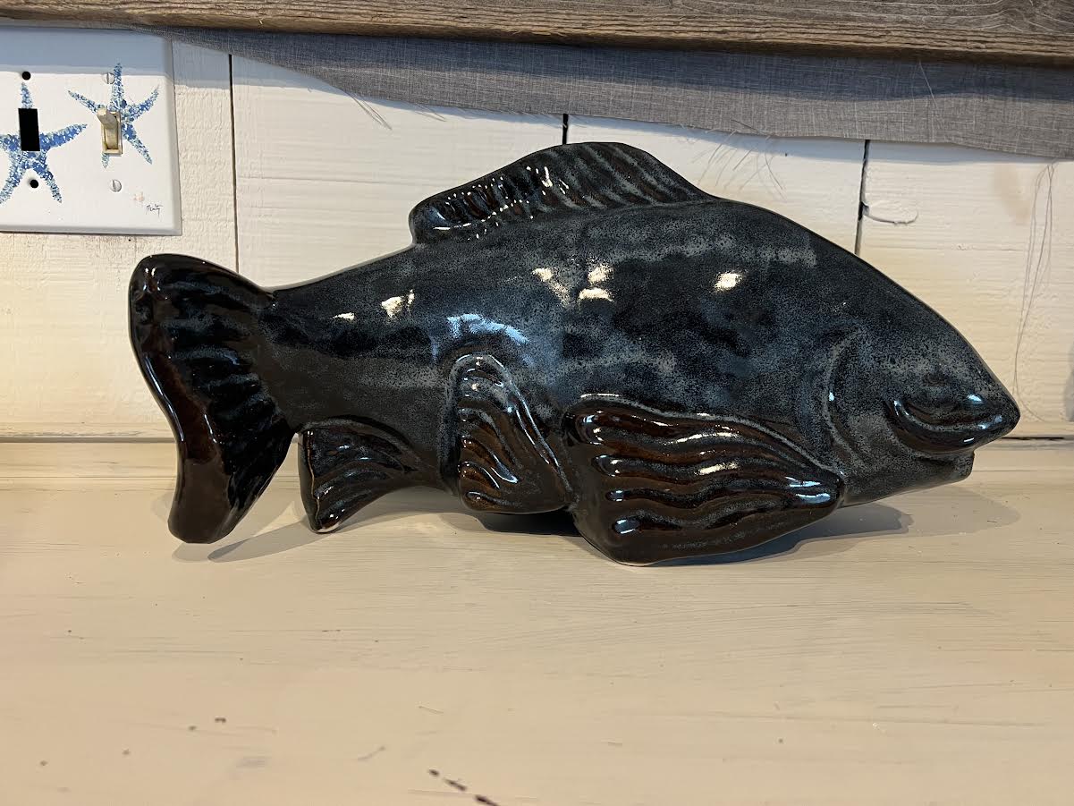 FishAye Large Blue Fish Garden Decor – Coastal Outdoor Accent