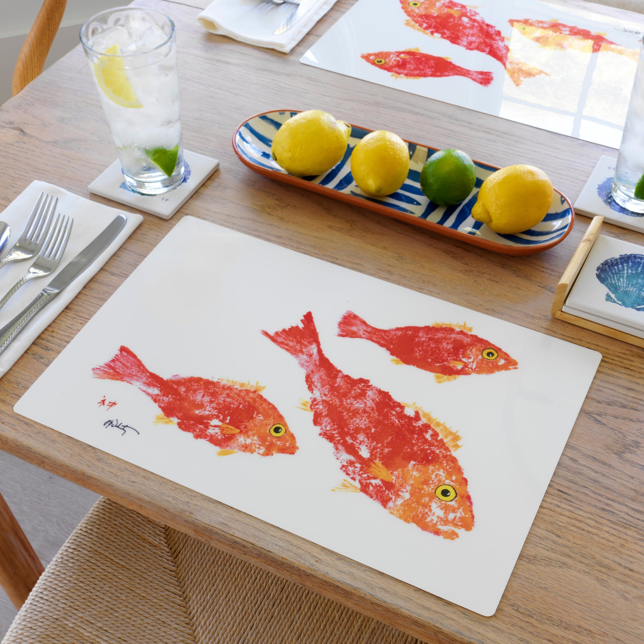 FishAye School of Coral Snapper Placemat - Colorful Nautical Decor
