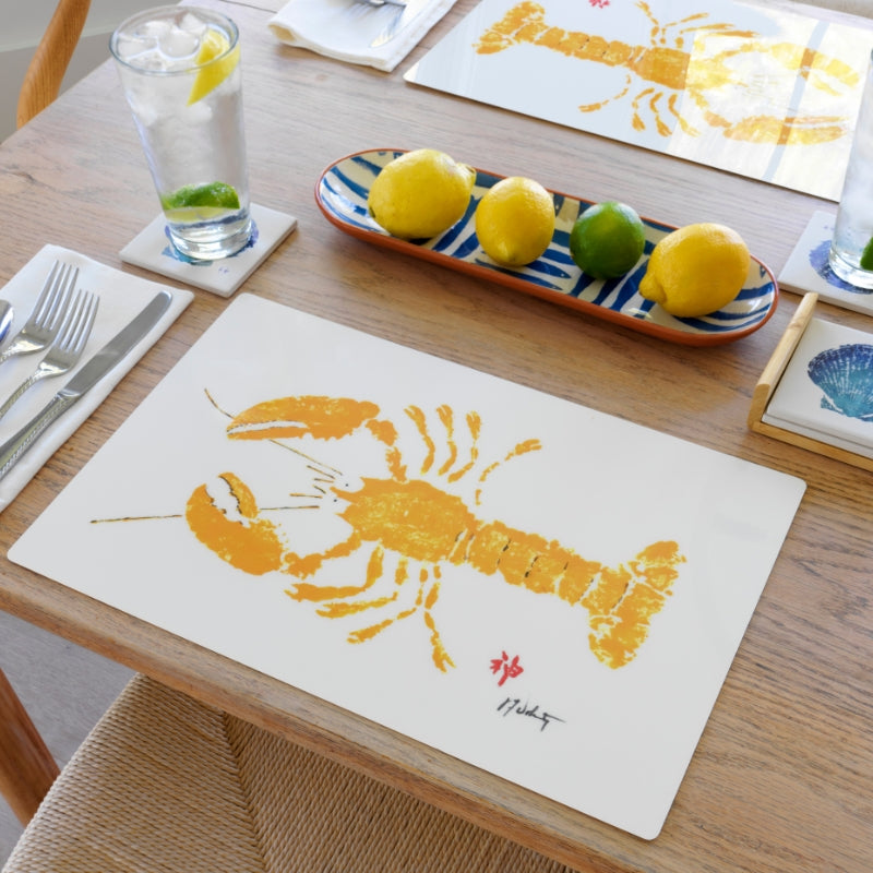 FishAye Yellow Lobster Placemat – Nautical Coastal Table Decor