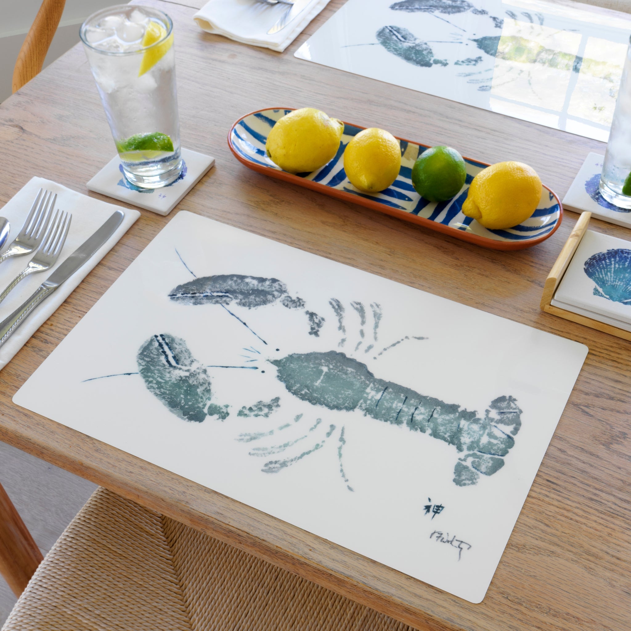 FishAye Grey Lobster Placemat – Coastal Nautical Table Decor