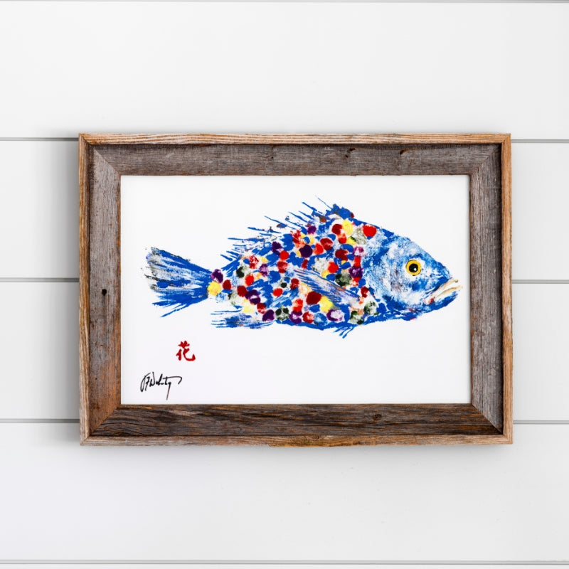 FishAye Rainbow Fish" by JFD – Coastal Framed Canvas Wall Art Print
