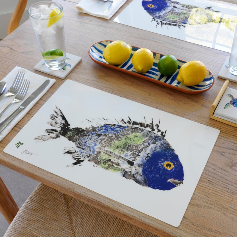 FishAye Blue Green Scup Placemat – Coastal Nautical Table Mat