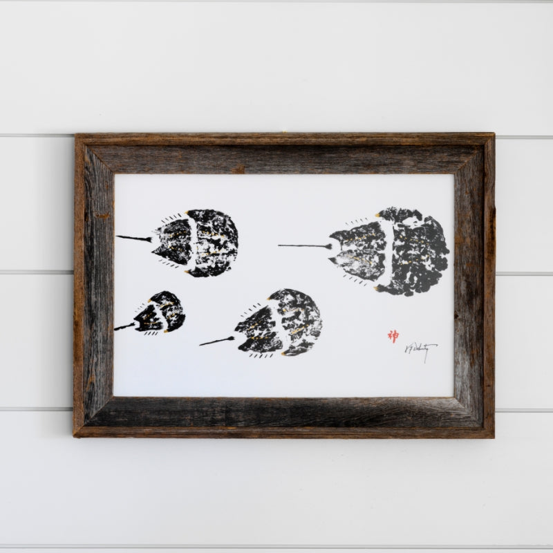 Stone Crab on Navy Driftwood Framed 12x18 Print | Coastal
