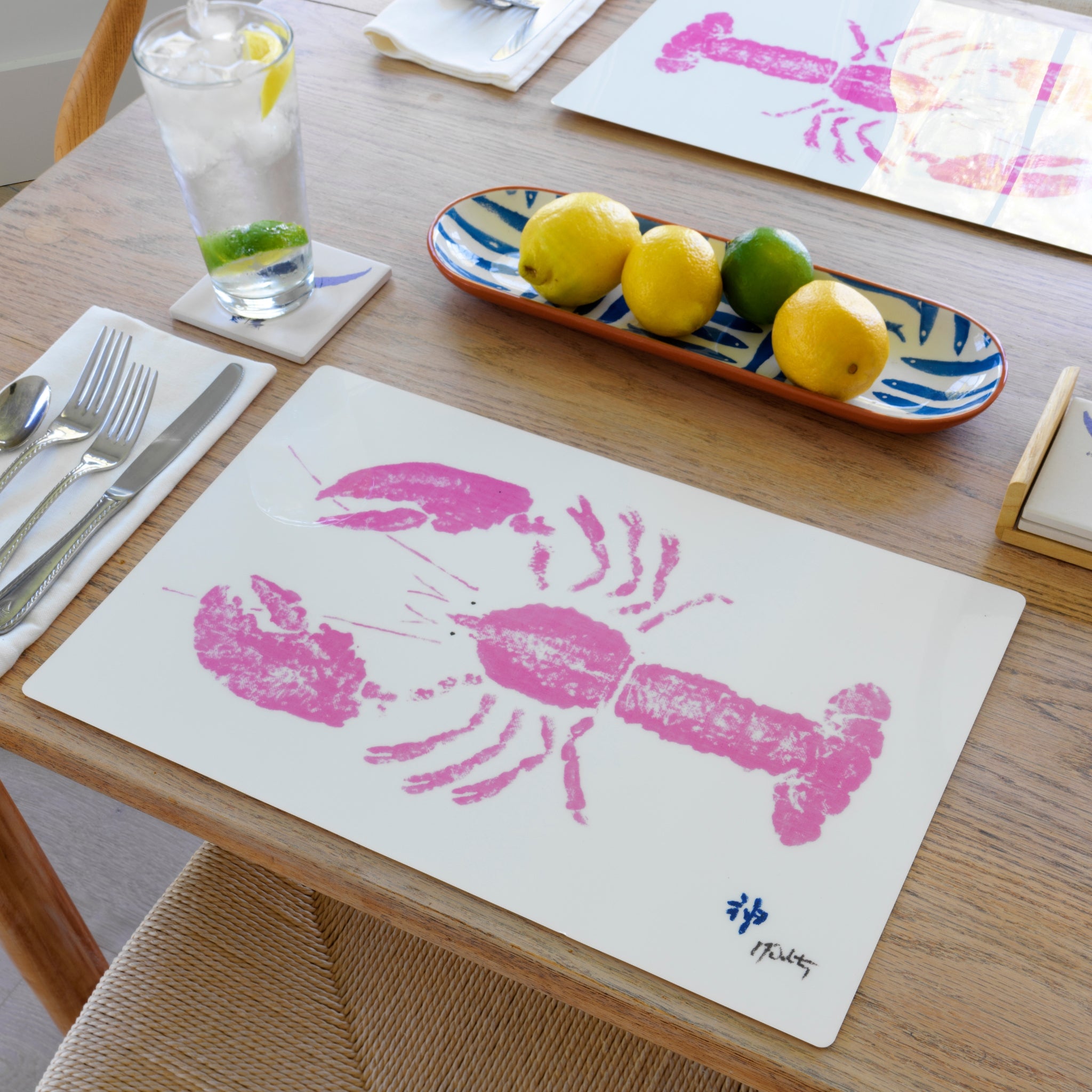 FishAye Pink Lobster Placemat – Bright Coastal Dining Accent