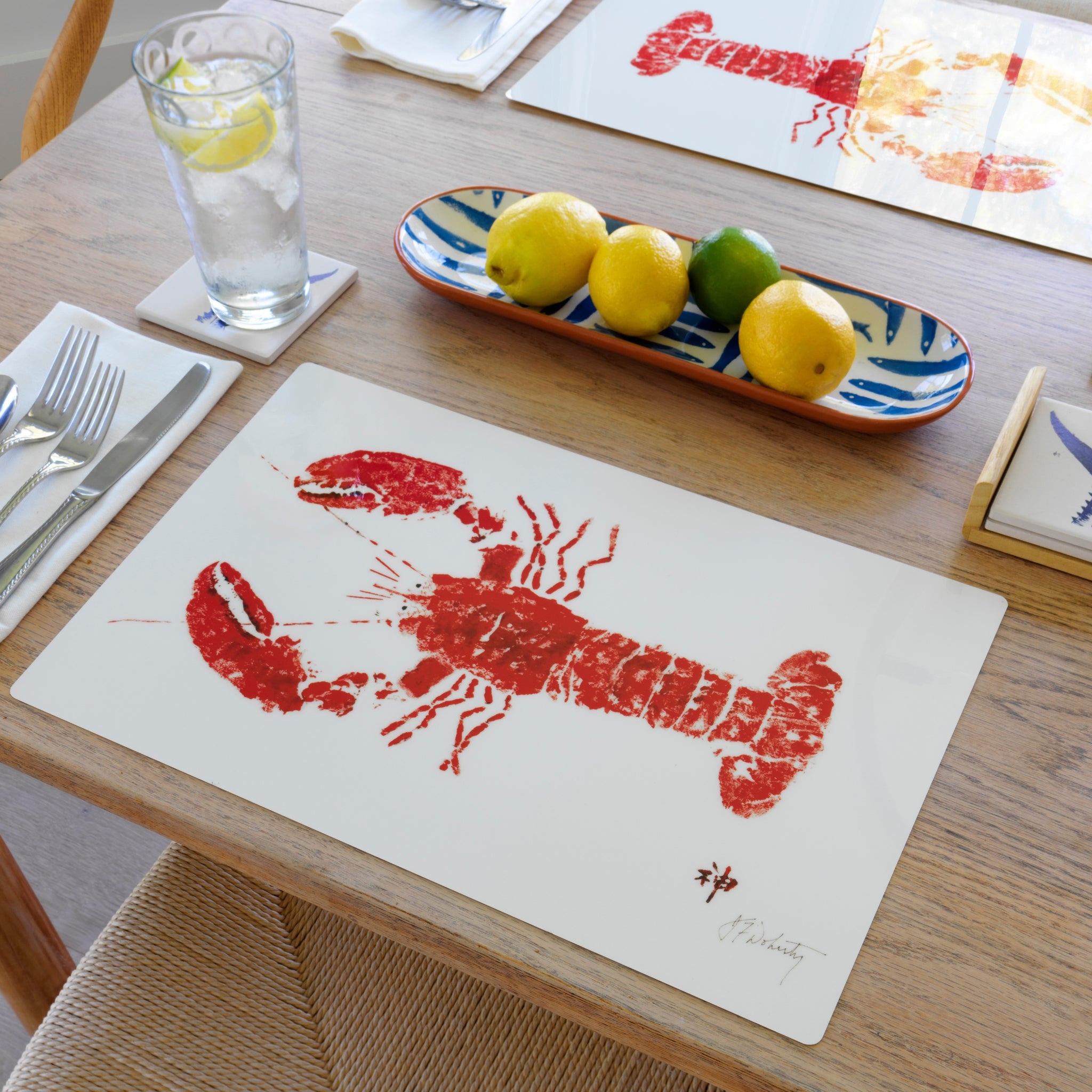 FishAye Lobster 18" Placemat – Red Nautical Table Décor