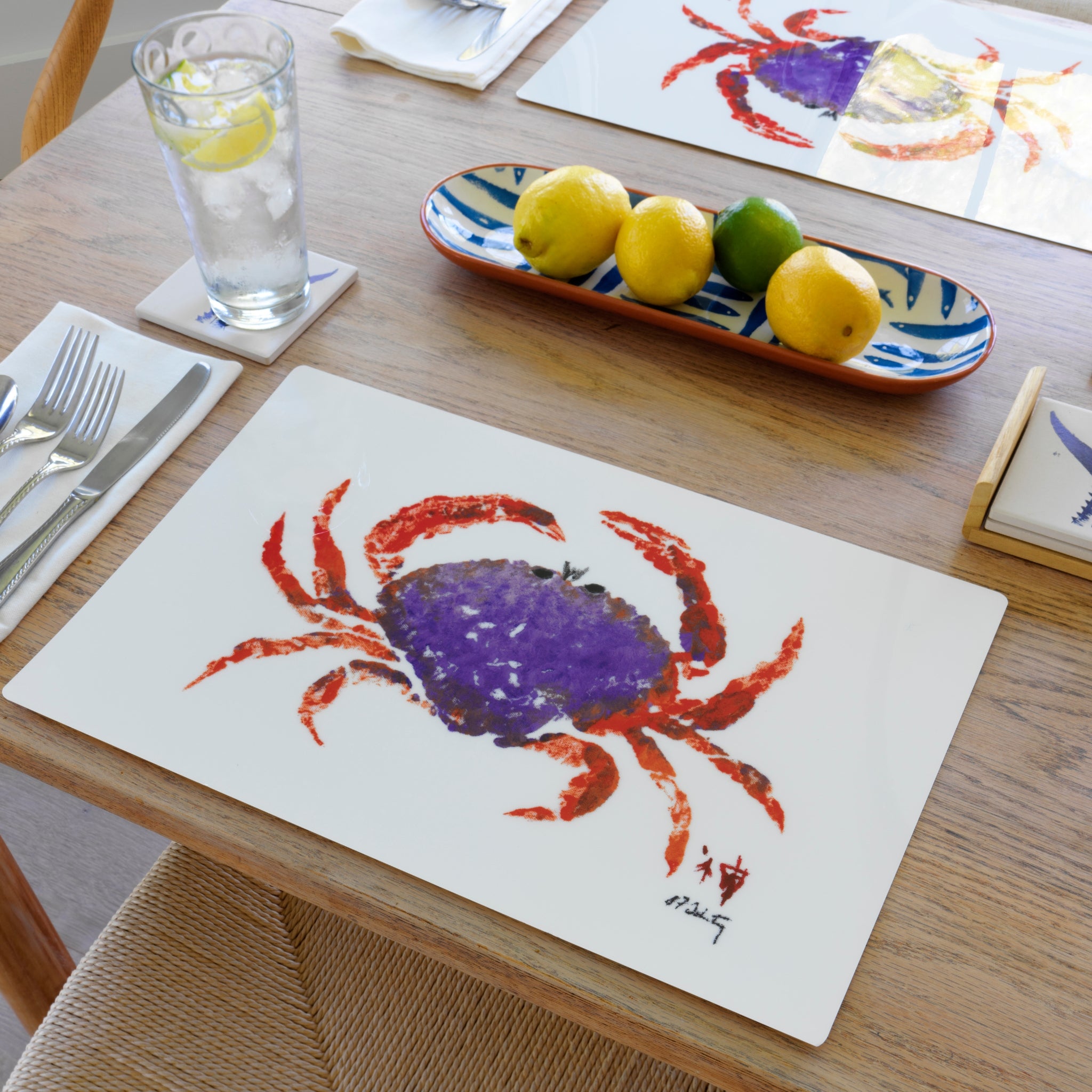 FishAye Vermilion Dungeness Crab Placemat - Coastal Kitchen Decor