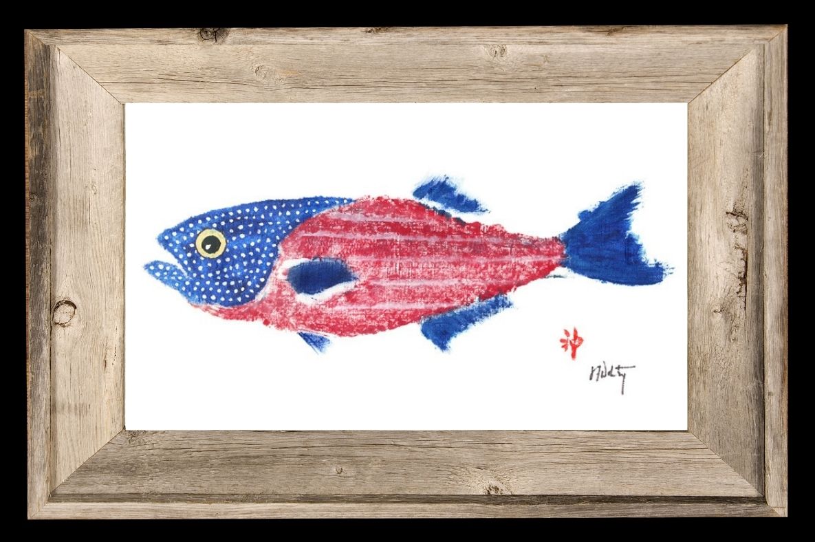 American Flag Fish Driftwood Framed 12x18 Print | Ocean-Inspired