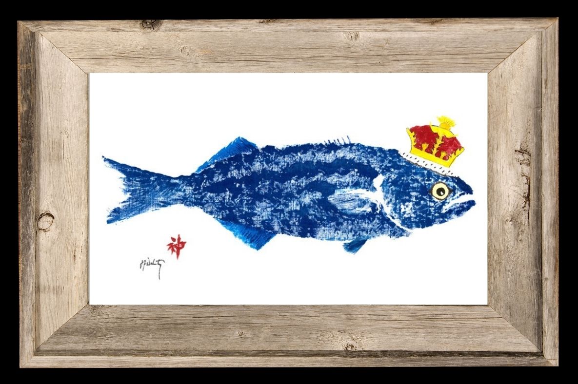 FishAye King Fish with Crown Print – Nautical Coastal Fish Artwork