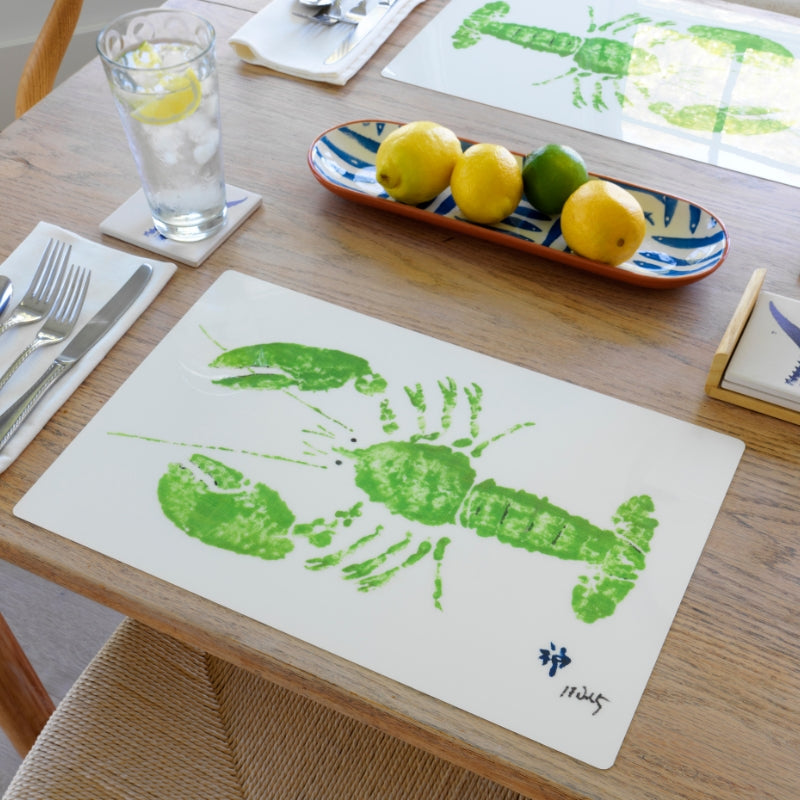 FishAye Green Lobster Placemat – Waterproof Caribbean Seafood Design