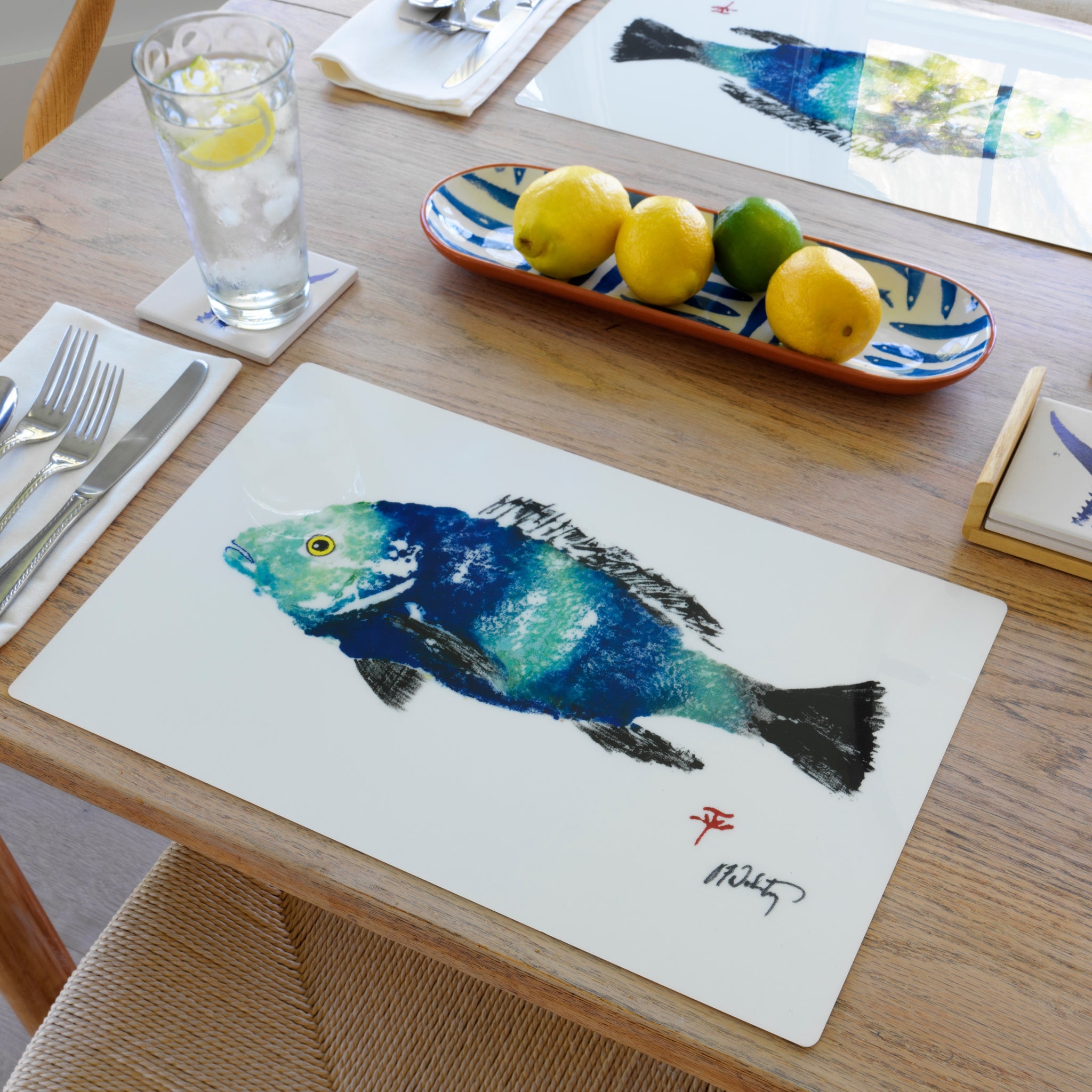 FishAye Jamaican Blue Placemat – Tropical Coastal Table Decor