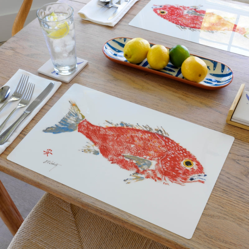FishAye Red Snapper Fish Placemat – Coastal Dining Decor