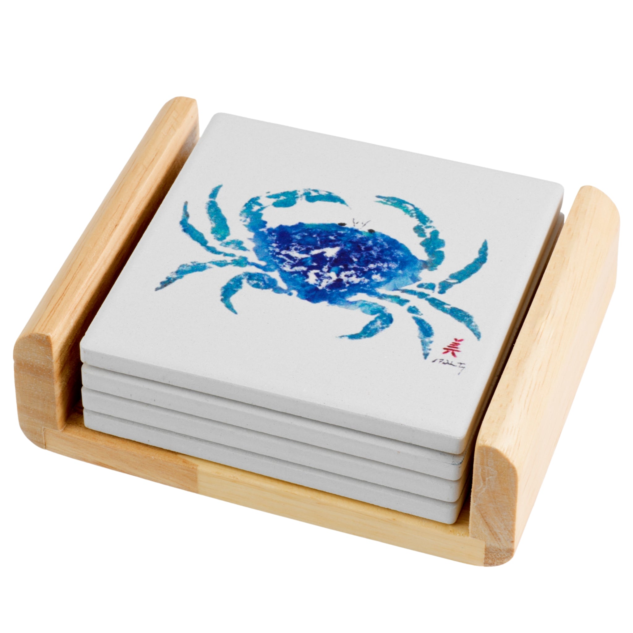 FishAye Ceramic Tumbler & Blue Crab Coaster Set – Coastal Drinkware