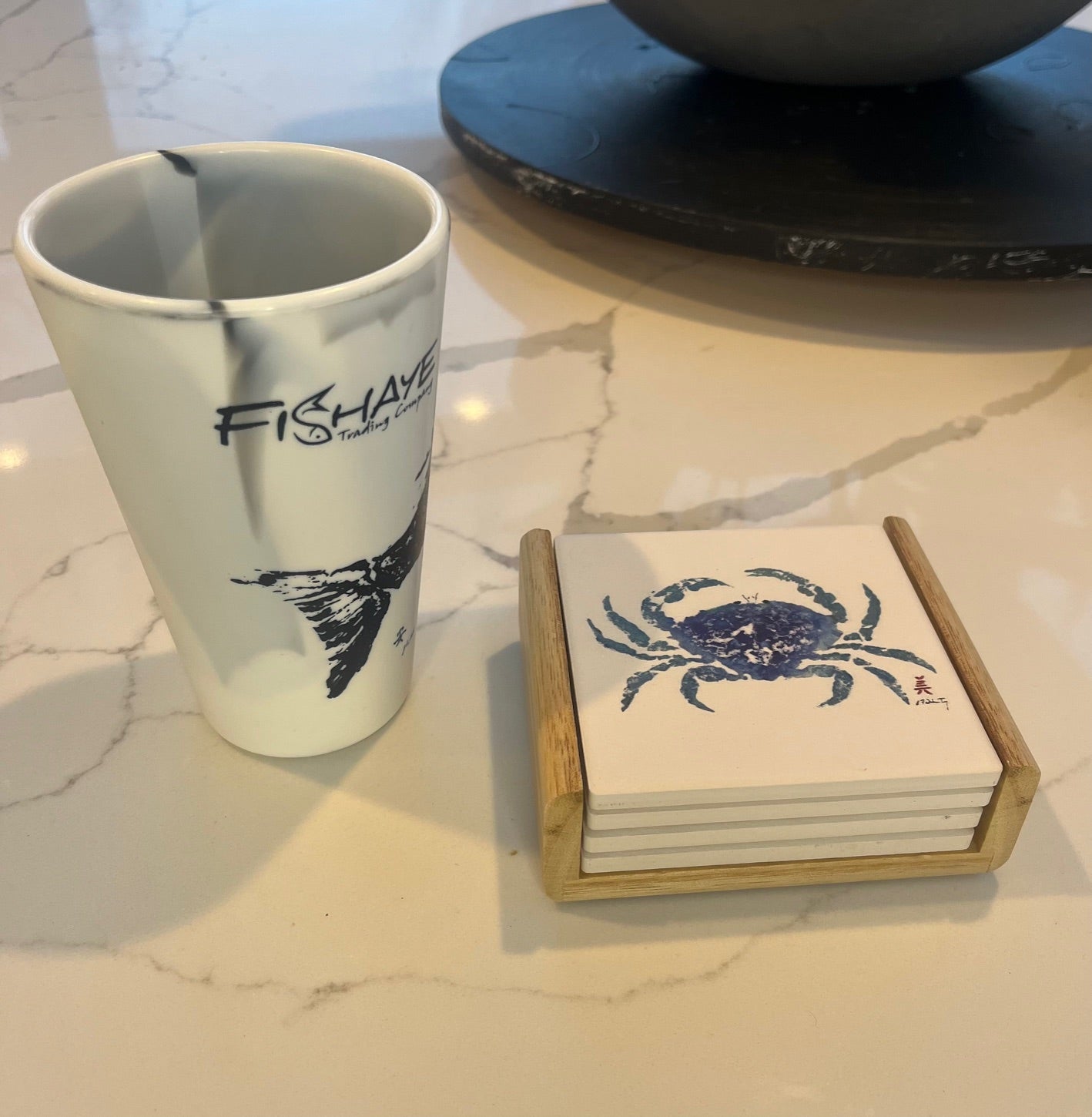 Ceramic Tumbler & Blue Crab Coaster Set – Coastal Drinkware
