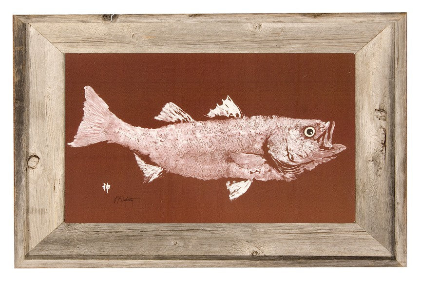 FishAye Striped Bass Framed Graphic Art – Rustic Striper Print