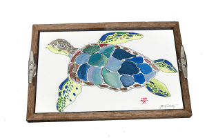 FishAye Turtle Driftwood Tray – 11x17" Rustic Coastal Decor