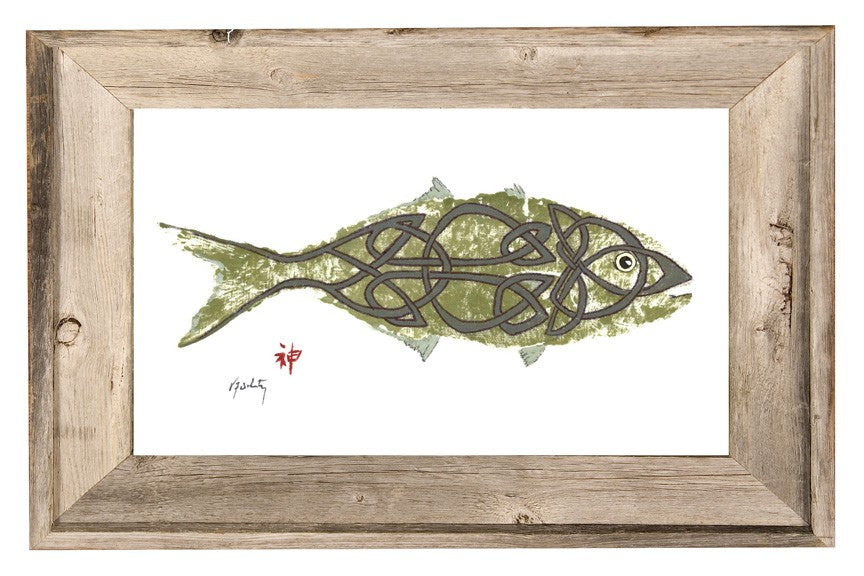 Celtic Fish Driftwood Framed 12x18 Print | Beach House