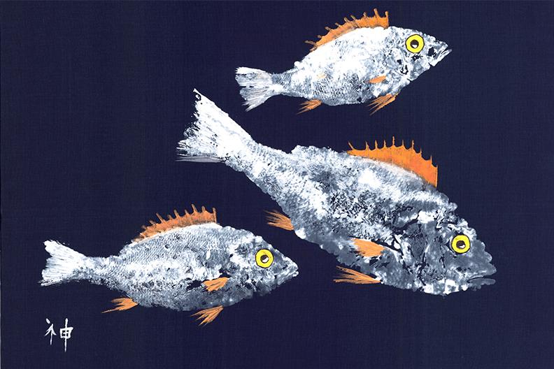 FishAye School of Snapper | White on Navy Placemat