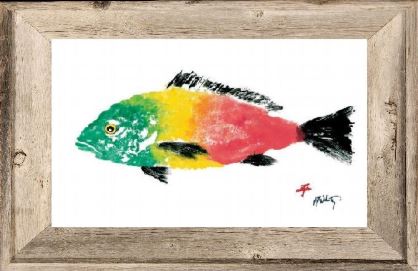 Rasta Gyotaku Fish Print - Modern Wall Art