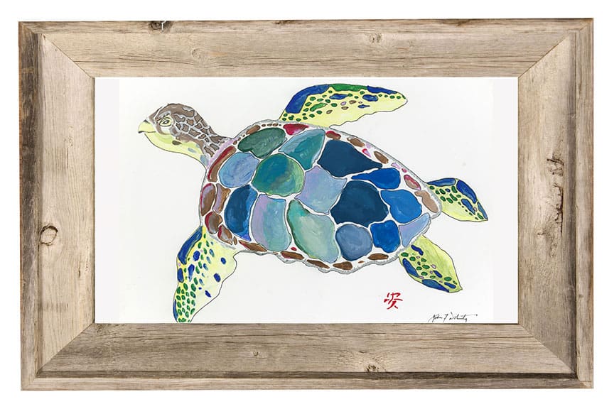 Sea Turtle Driftwood Framed 12x18 Print | Ocean-Inspired