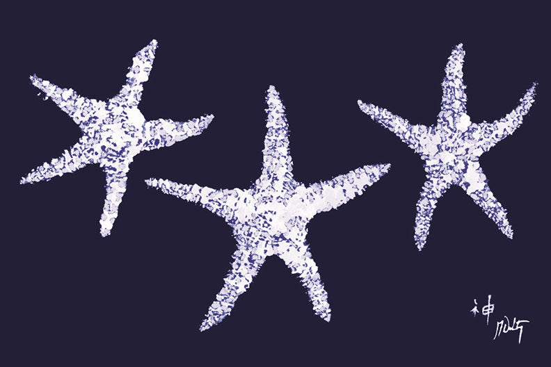 Starfish White on Navy Placemat - Coastal Table Decor