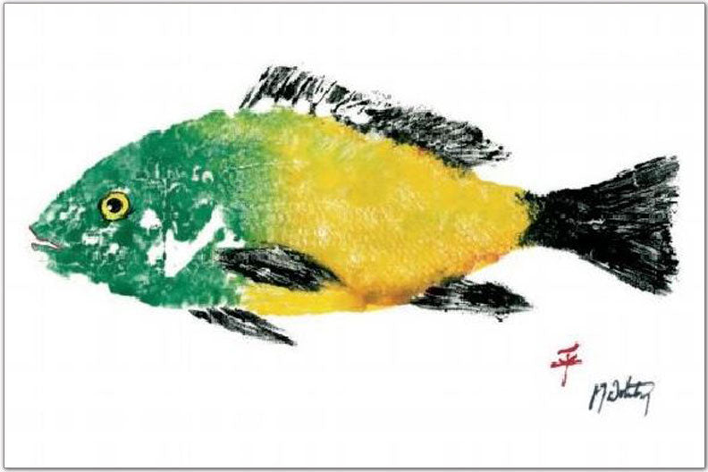 FishAye Yellow Green Placemat – Nautical Fish Table Decor
