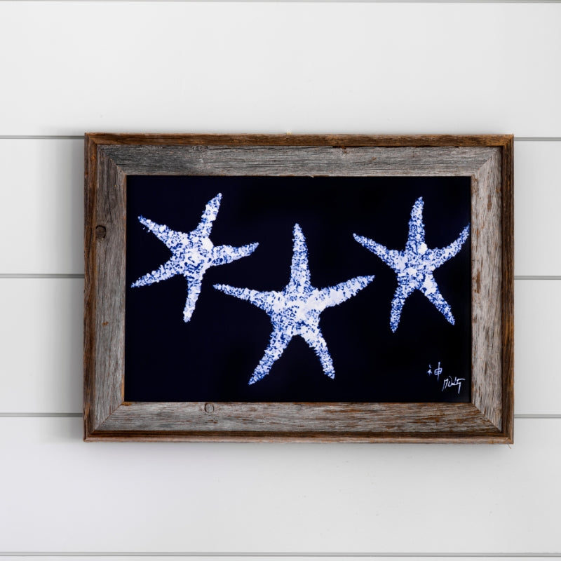 FishAye Starfish White on Navy Print – Nautical Coastal Wall Artwork