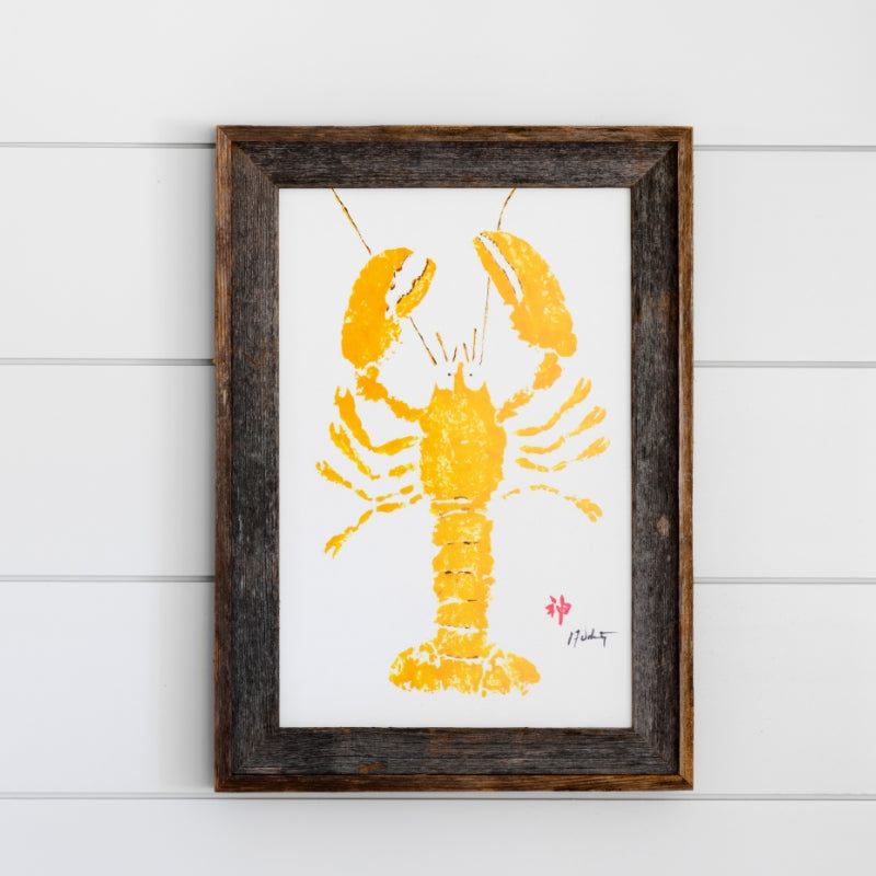 FishAye Yellow Lobster Print – Vibrant Coastal Nautical Artwork