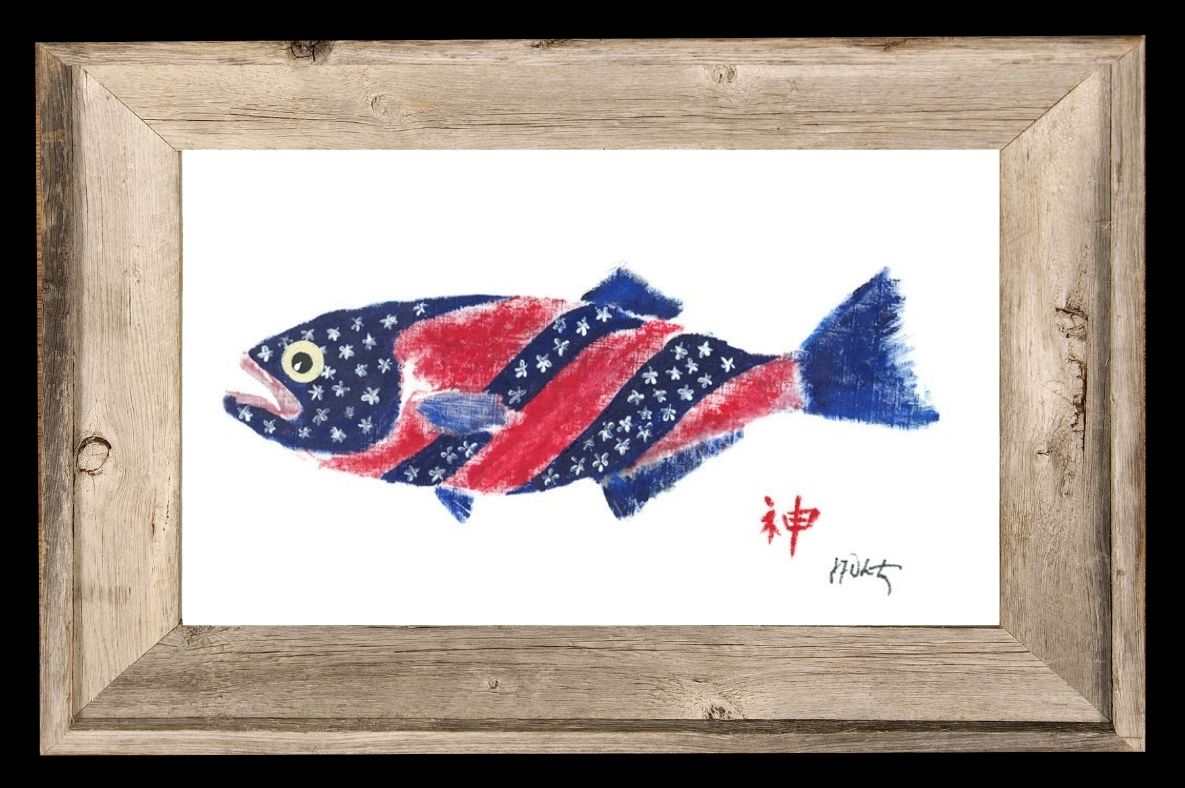 American Flag Fish Print | Patriotic Coastal Art