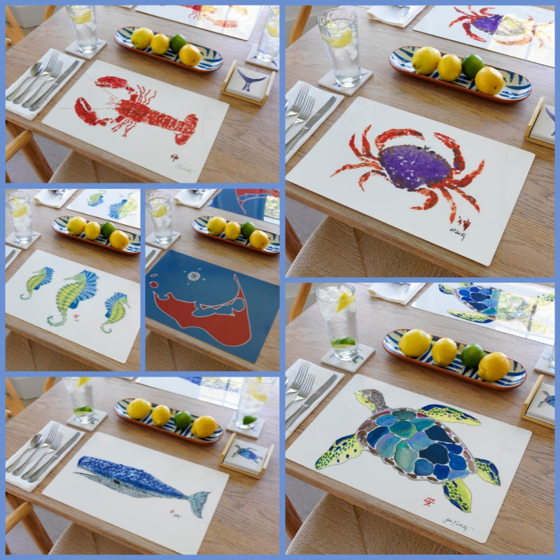 FishAye Red Lobster Placemats – Set of 4 Nautical Table Mats