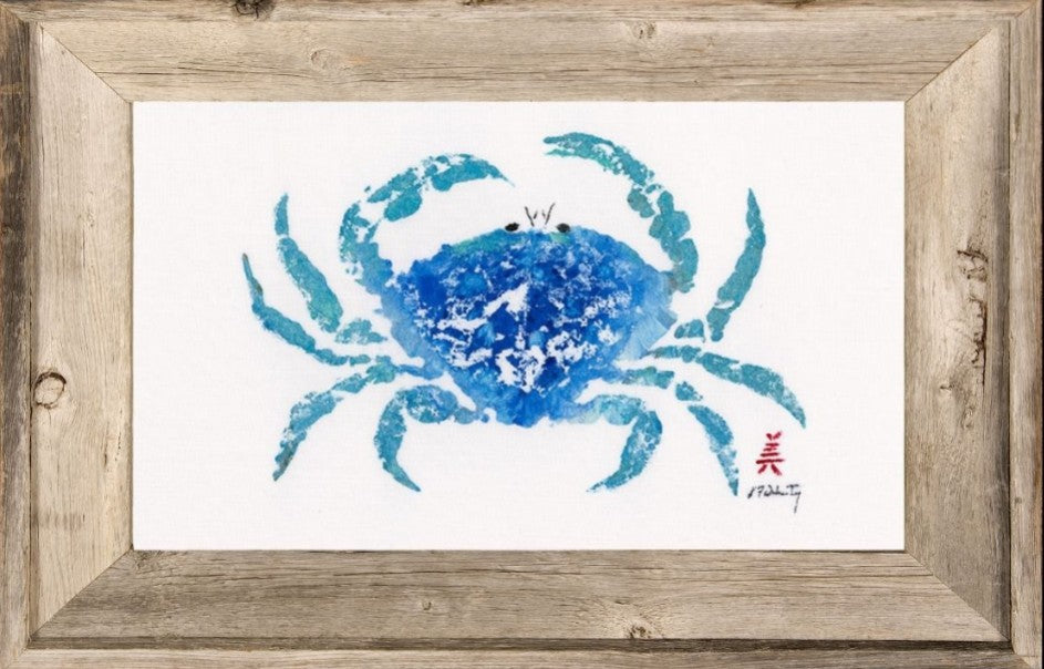 Coastal Art Navy Blue Crab Ocean Artist Inspired