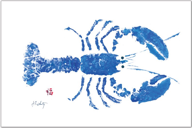 FishAye Nantucket 17" Blue Lobster Vinyl Placemat – Coastal Wipeable Table Décor