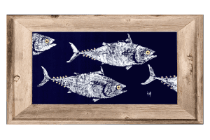 framed 48 x 23 school of fish b