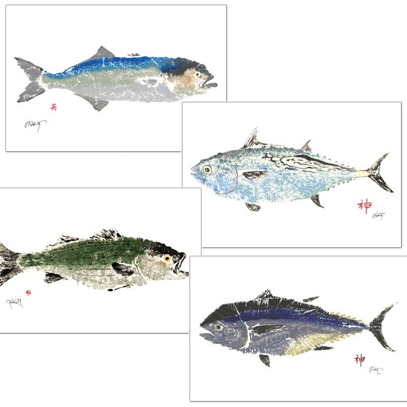 FishAye Atlantic Fish Placemat Set – Coastal Nautical Table Mats, Set of 4